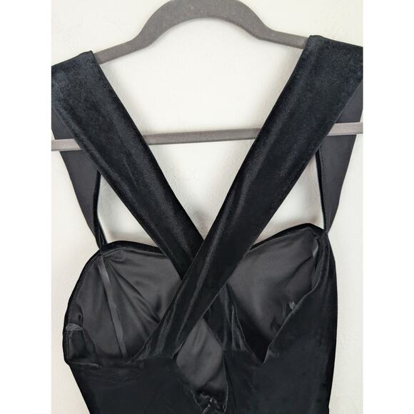 Vintage Next Up Maxi Velvet Ruched Cross Over 90s Dark Romantic Black Size 12 - Picture 5 of 10